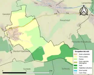 Carte en couleurs présentant l'occupation des sols.