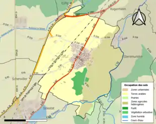 Carte en couleurs présentant l'occupation des sols.