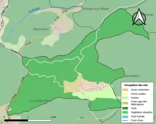 Carte en couleurs présentant l'occupation des sols.