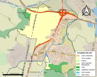 Carte en couleurs présentant l'occupation des sols.