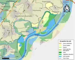 Carte en couleurs présentant l'occupation des sols.