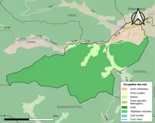 Carte en couleurs présentant l'occupation des sols.