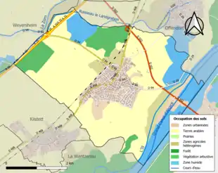 Carte en couleurs présentant l'occupation des sols.