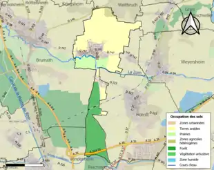 Carte en couleurs présentant l'occupation des sols.