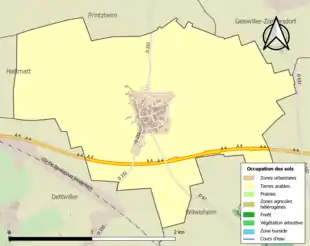 Carte en couleurs présentant l'occupation des sols.