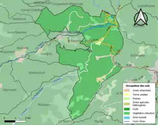 Carte en couleurs présentant l'occupation des sols.