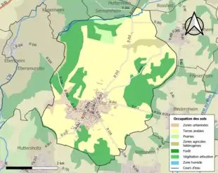 Carte en couleurs présentant l'occupation des sols.