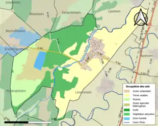 Carte en couleurs présentant l'occupation des sols.