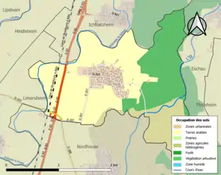 Carte en couleurs présentant l'occupation des sols.