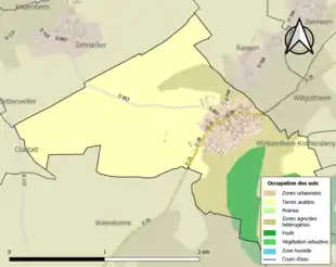 Carte en couleurs présentant l'occupation des sols.