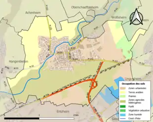 Carte en couleurs présentant l'occupation des sols.