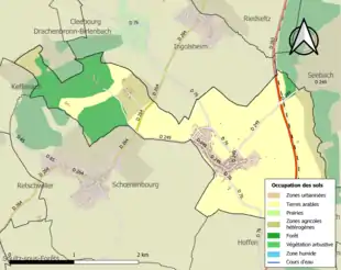 Carte en couleurs présentant l'occupation des sols.