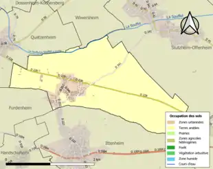 Carte en couleurs présentant l'occupation des sols.