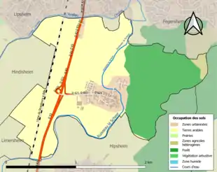 Carte en couleurs présentant l'occupation des sols.