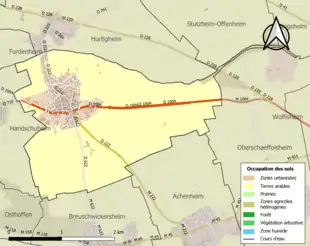 Carte en couleurs présentant l'occupation des sols.