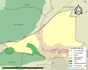 Carte en couleurs présentant l'occupation des sols.