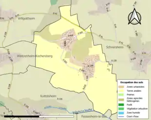 Carte en couleurs présentant l'occupation des sols.