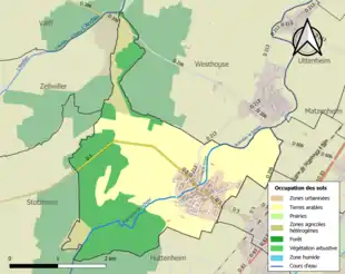 Carte en couleurs présentant l'occupation des sols.