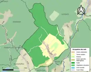 Carte en couleurs présentant l'occupation des sols.