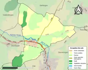 Carte en couleurs présentant l'occupation des sols.