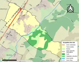 Carte en couleurs présentant l'occupation des sols.