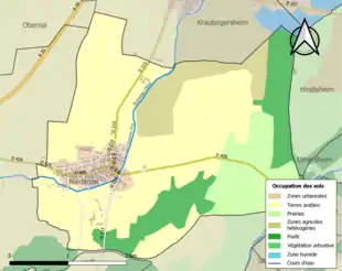 Carte en couleurs présentant l'occupation des sols.