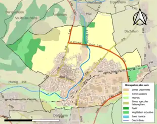 Carte en couleurs présentant l'occupation des sols.