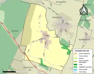 Carte en couleurs présentant l'occupation des sols.