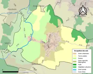 Carte en couleurs présentant l'occupation des sols.