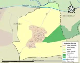 Carte en couleurs présentant l'occupation des sols.