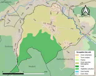 Carte en couleurs présentant l'occupation des sols.