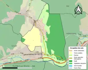 Carte en couleurs présentant l'occupation des sols.