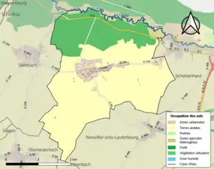 Carte en couleurs présentant l'occupation des sols.