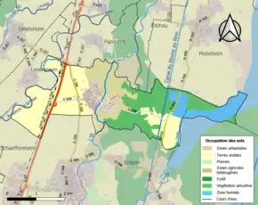 Carte en couleurs présentant l'occupation des sols.