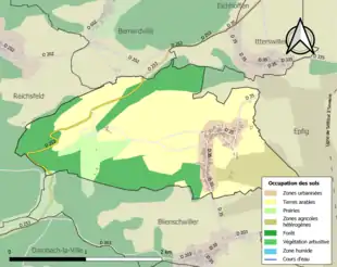 Carte en couleurs présentant l'occupation des sols.