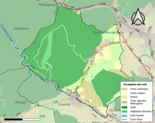 Carte en couleurs présentant l'occupation des sols.