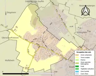 Carte en couleurs présentant l'occupation des sols.