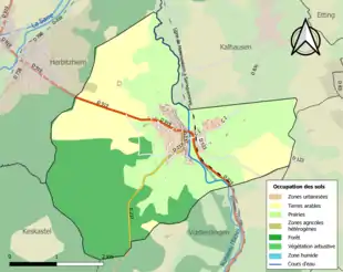 Carte en couleurs présentant l'occupation des sols.