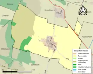 Carte en couleurs présentant l'occupation des sols.