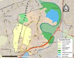 Carte en couleurs présentant l'occupation des sols.