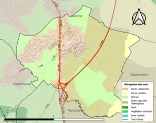 Carte en couleurs présentant l'occupation des sols.