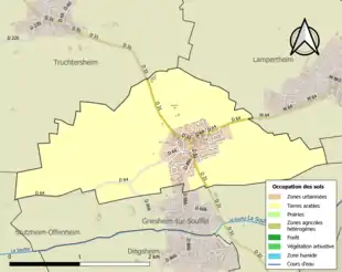 Carte en couleurs présentant l'occupation des sols.