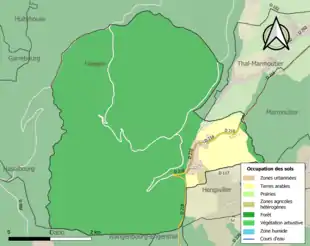 Carte en couleurs présentant l'occupation des sols.