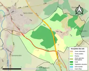 Carte en couleurs présentant l'occupation des sols.