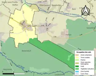 Carte en couleurs présentant l'occupation des sols.