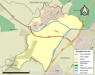 Carte en couleurs présentant l'occupation des sols.