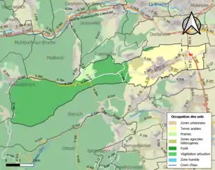 Carte en couleurs présentant l'occupation des sols.