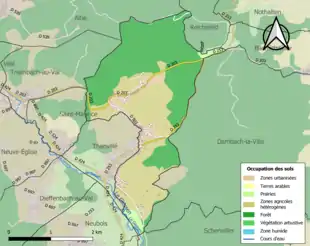 Carte en couleurs présentant l'occupation des sols.