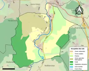 Carte en couleurs présentant l'occupation des sols.