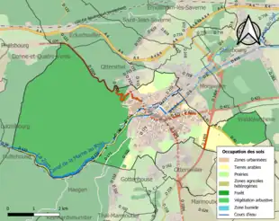 Carte en couleurs présentant l'occupation des sols.